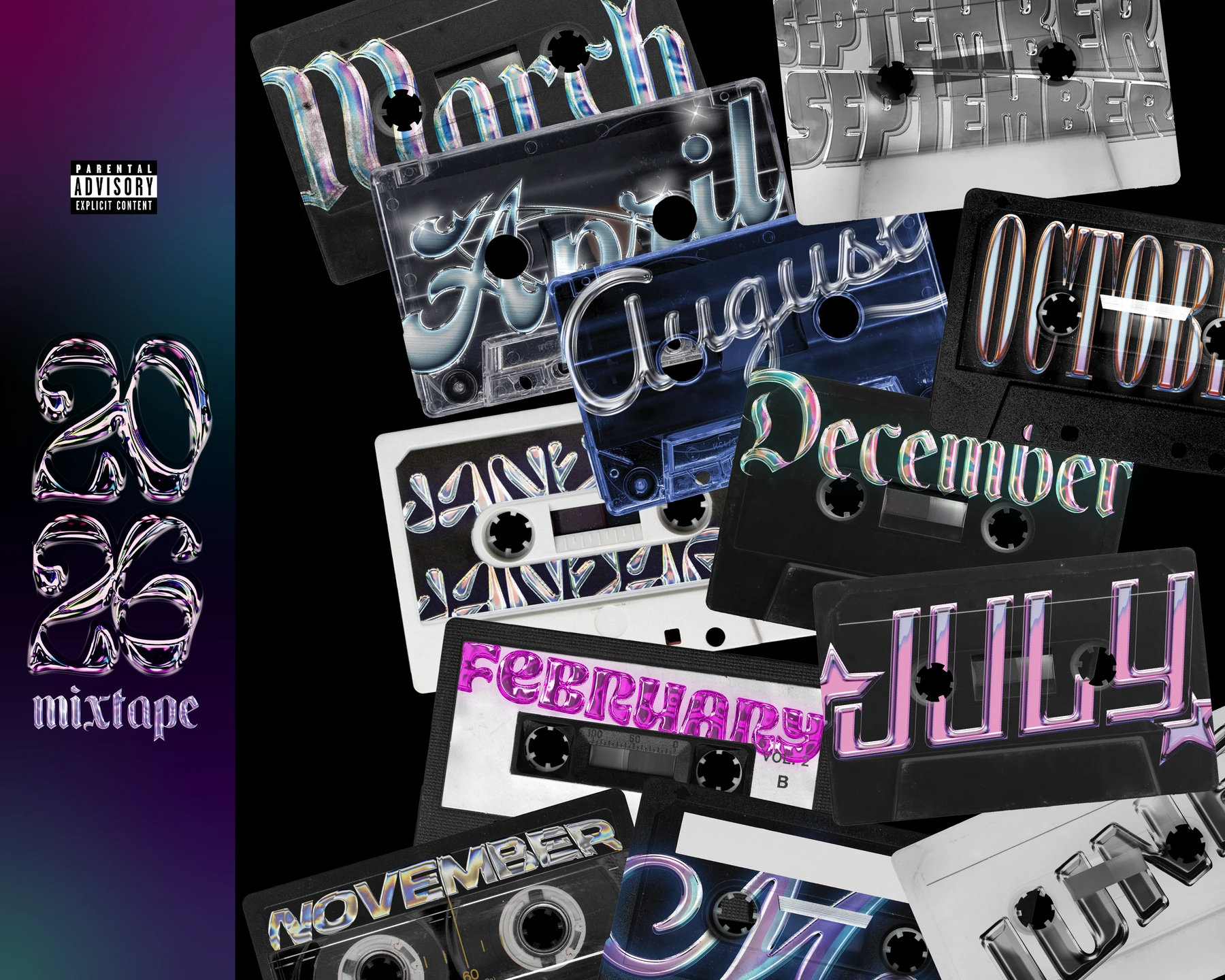 Cassette Calendar 2026 — print design, typography and packaging project cover by Miled Sebaaly, Miled Studio